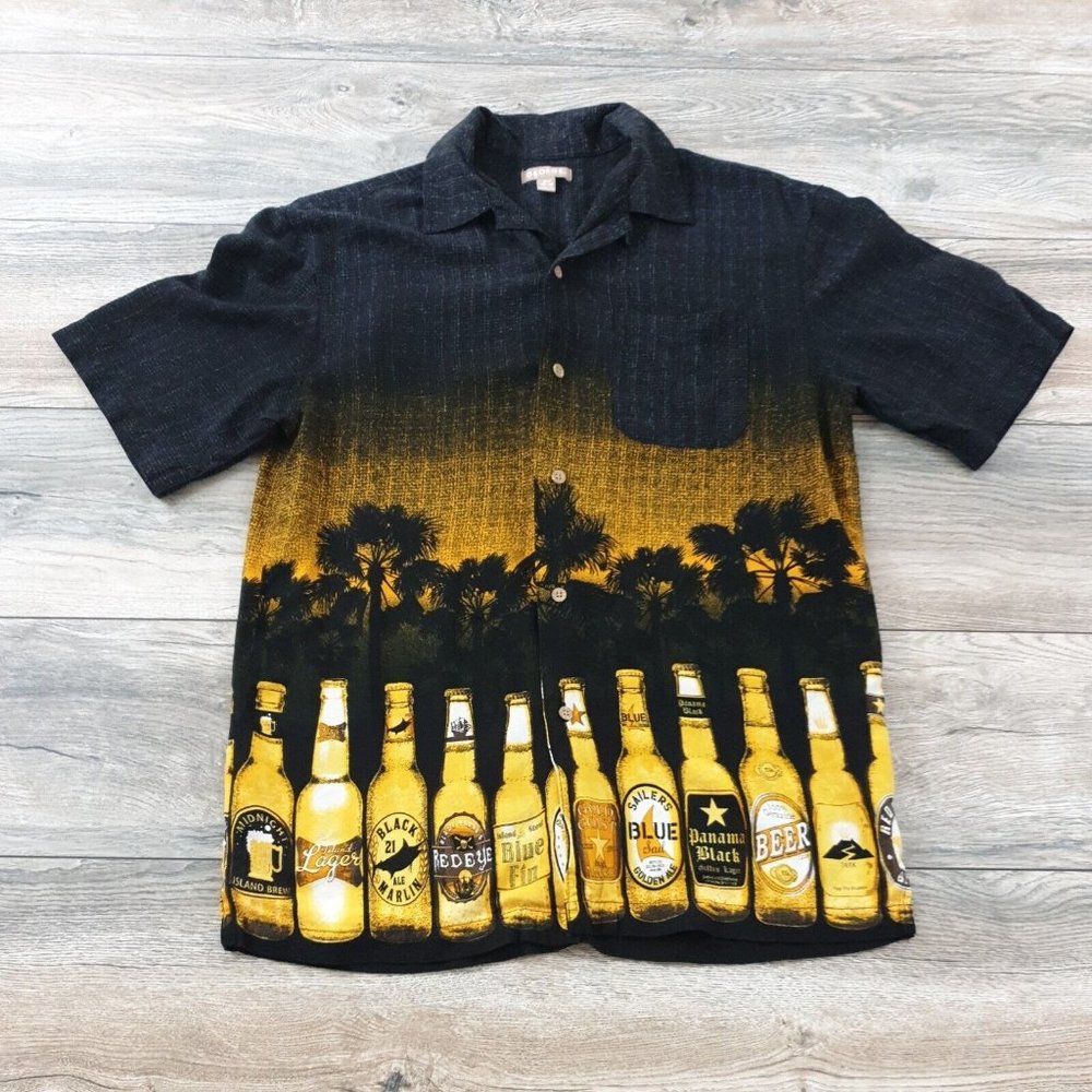 George Mens Small Short Sleeve Shirt Beer Vacation Hawaiian Resort Casual Pool